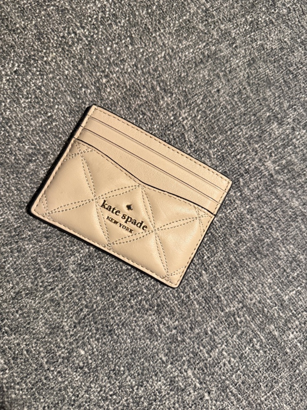 EUC kate spade Quilted Leather Card Case in Beige